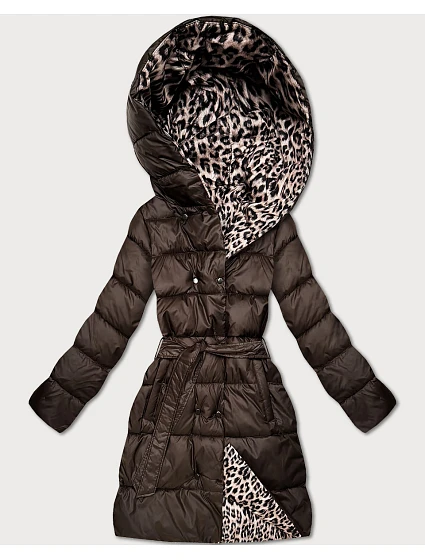 Oboustranná zimní bunda plus size chocolate/panther (M6-6008-103) Oboustranná zimní bunda plus size chocolate/panther (M6-6008-103)