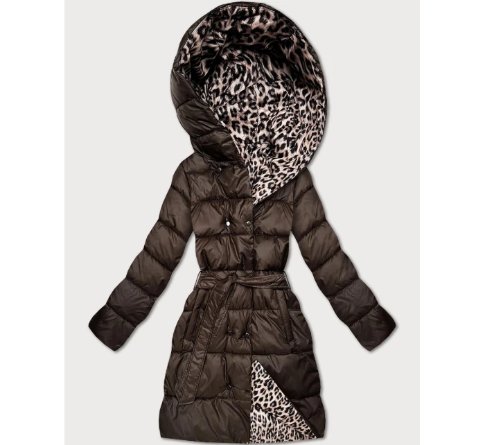 Oboustranná zimní plus size bunda v panteřím vzorem barvě model 21753530 - MINORITY