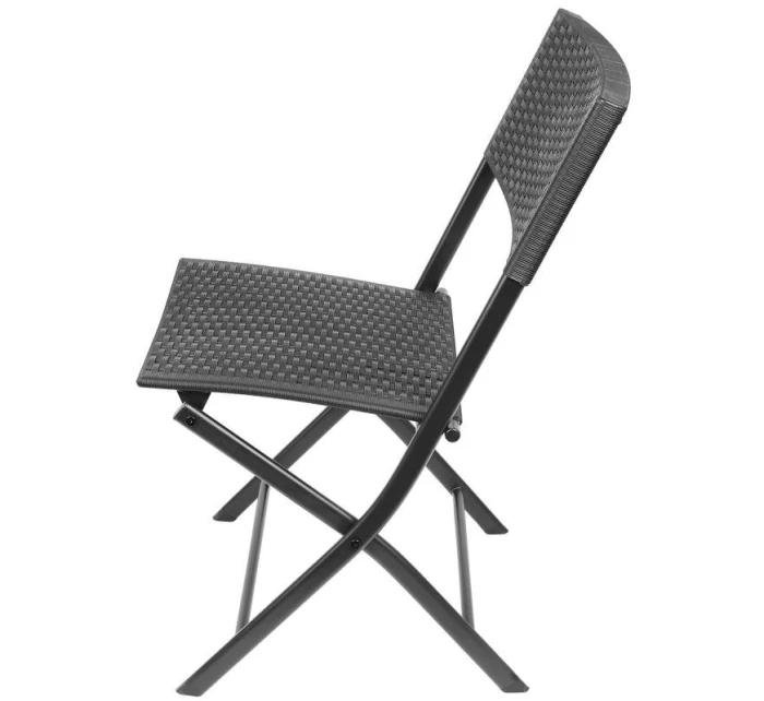 BALKONOVÝ NÁBYTEK SET STŮL 58X58X70CM A 2 ŽIDLE ČERNÁ