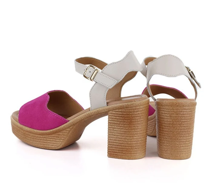 kožené sandály na podpatku model 22116357 - VINCEZA