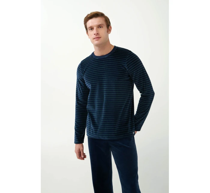 Sametové pruhované pyžamo model 20517132 - Vamp