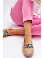 Dámské semišové mokasíny s krystaly Béžove model 21612163 - EVENTO