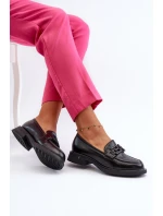 Elegantní černé dámské kožené mokasíny model 21655405 - VINCEZA