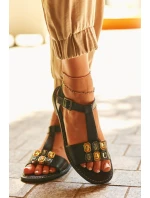 Elegantní Dámské Sandály S Ozdobnými  Černé model 21665206 - S.Barski