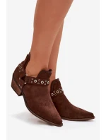 Dámské kotníkové boty s výřezy a pásky model 21919552 - Boto