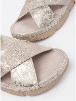 Praktické  sandály dámské Jasnobeżowy na plochém podpatku