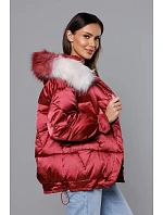 Krátká bunda oversize bordó (H-1109-25) Krátká bunda oversize bordó (H-1109-25)