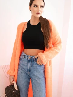 Dámský kardigan s vlnou v  růžový model 21402220 - K-Fashion