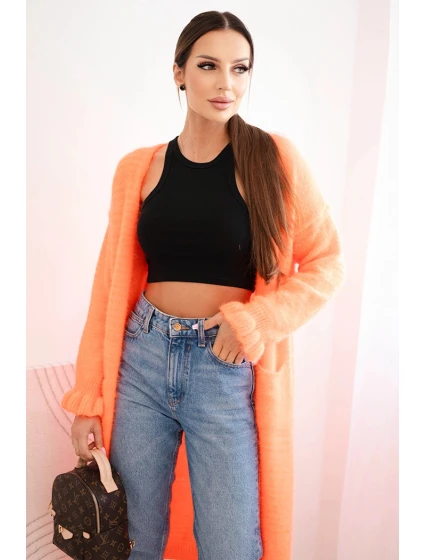 Dámský kardigan s vlnou v  růžový model 21402220 - K-Fashion