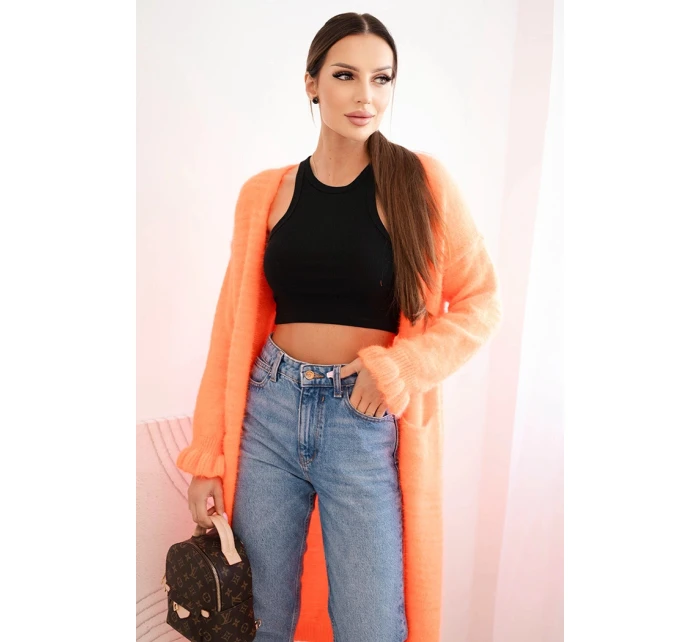 Dámský kardigan s vlnou v  růžový model 21402220 - K-Fashion