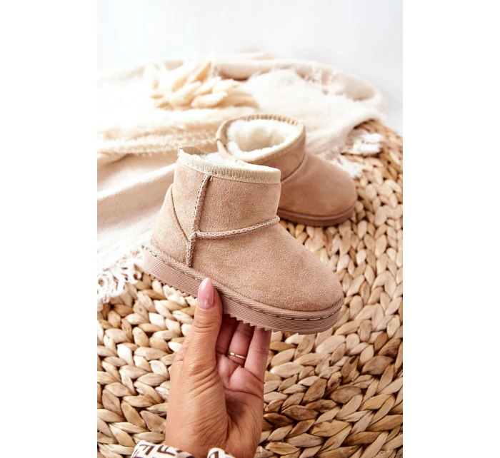 Dětské Teplé Sněhule Semišové béžové Gooby Dětské Teplé Sněhule Semišové béžové Gooby