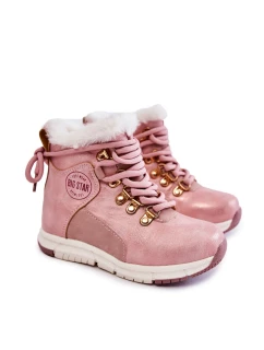 Dětské zateplené kozačky na zip Big Star model 21599161 Růžove - Big Star Shoes