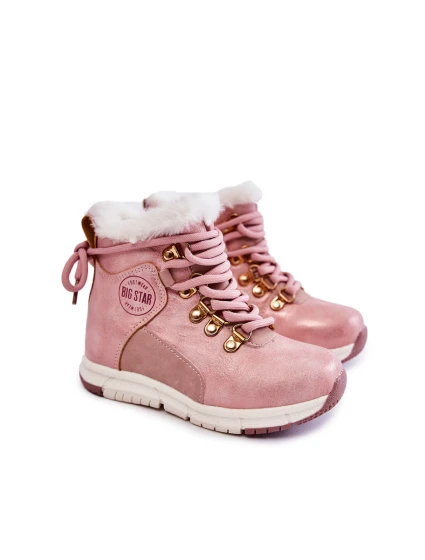 Dětské zateplené kozačky na zip Big Star model 21599161 Růžove - Big Star Shoes Dětské zateplené kozačky na zip Big Star model 21599161 Růžove - Big Star Shoes