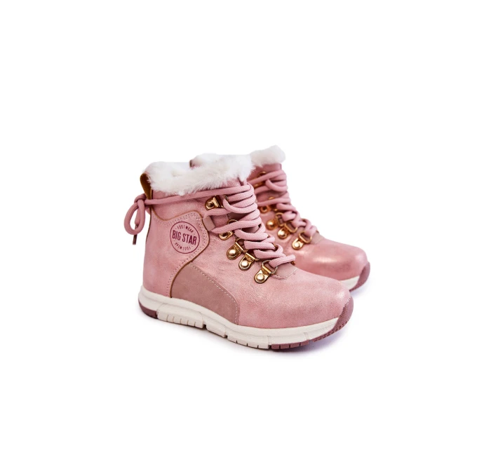 Dětské zateplené kozačky na zip Big Star model 21599161 Růžove - Big Star Shoes Dětské zateplené kozačky na zip Big Star model 21599161 Růžove - Big Star Shoes
