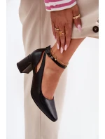 Kožené Lodičky Na Podpatku model 21694790 Černé - Maciejka