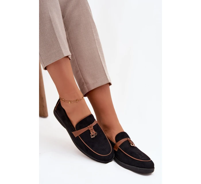 Mokasyny Loafersy Damské Z Eko Semiš Černé Darwen Mokasyny Loafersy Damské Z Eko Semiš Černé Darwen