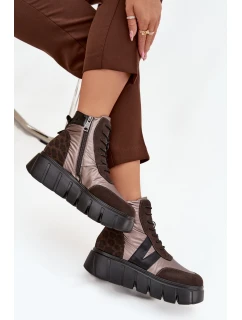 Zateplené dámské boty na platformě Vinceza – hnědé