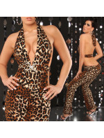 Sexy Neck-Jumpsuit with )(-Buckle + Rhinestones