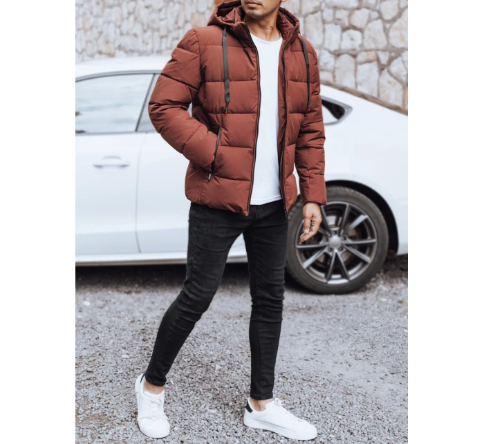 Pánská prošívaná zimní bunda s kapucí FashionStreet brick TX5062