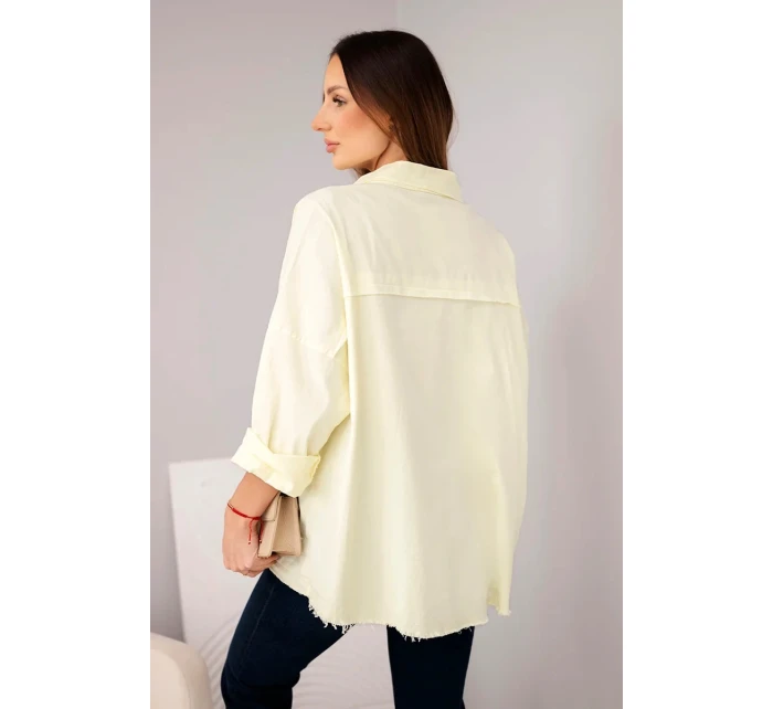 Dámská bavlněná košile s kapsami žlutá