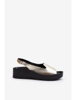 Zazoo 2893 Dámské kožené sandály na tlusté podrážce zlaté Zazoo 2893 Dámské kožené sandály na tlusté podrážce zlaté