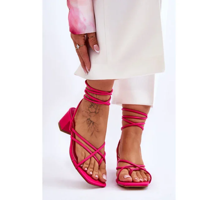 Vázané Sandály S Vysokými Podpatky Růžový Secret Love Vázané Sandály S Vysokými Podpatky Růžový Secret Love