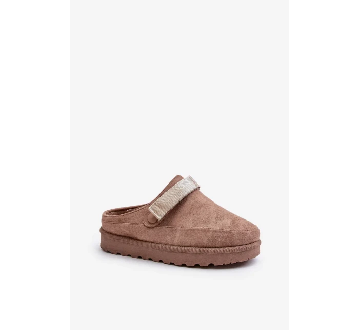 Dámské Zateplené Pantofle S Kožešinou Na Platformě Hnědé Azida