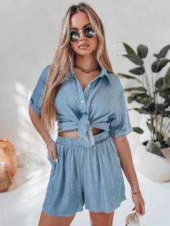 Dámský plátěný set oversize LINEN LOVE light blue FashionStreet AY1139