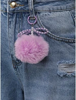 Dámské džíny balonového střihu s odřením modré FashionStreet UY2984