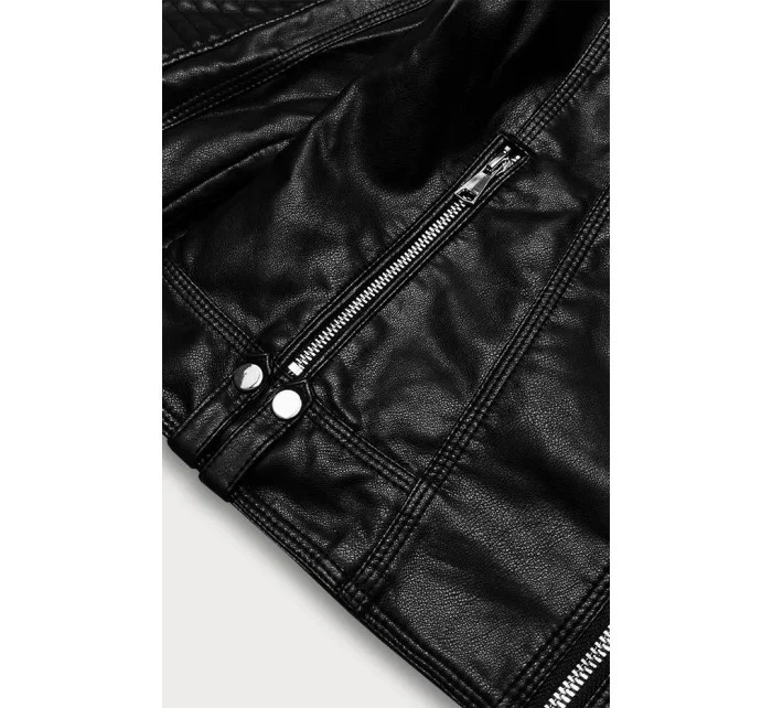 Černá bunda ramoneska s klopami model 18117116 - J.STYLE Černá bunda ramoneska s klopami model 18117116 - J.STYLE