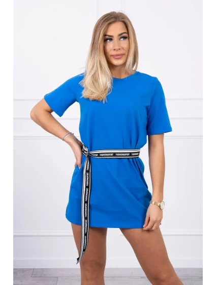 Šaty s ozdobným pruhem chrpově modré barvy Šaty s ozdobným pruhem chrpově modré barvy