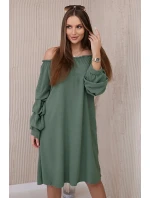 Španělské šaty s ozdobnými rukávy khaki Španělské šaty s ozdobnými rukávy khaki