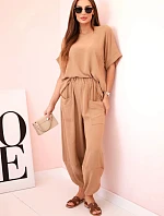 Komplet z viskózy halenka + kalhoty velbloud
