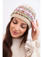 Dámská zimní vlněná čepice s ozdobnými krystalky K399 černá