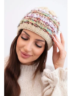 Dámská zimní vlněná čepice s ozdobnými krystalky K399 černá