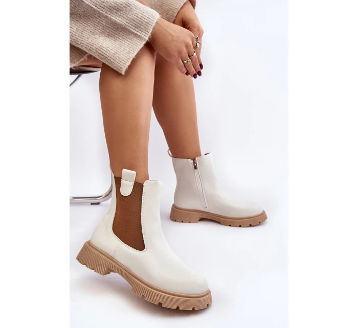 Dámské kozačky na zip Bílé model 21642006 - Boto