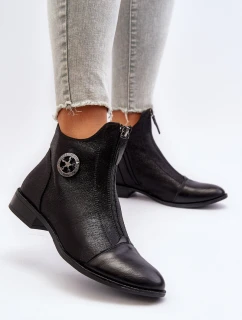 Dámské kotníčkové boty na ploché podrážce se zipem béžové Loratie