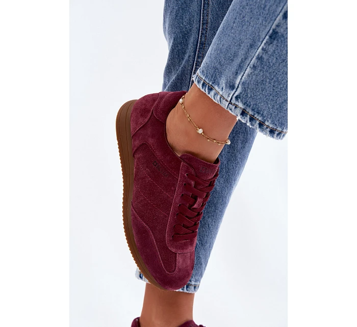 Tenisky z pravé semišové kůže Big Star TT274227 Bordó