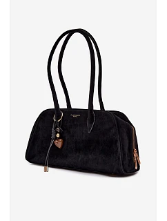 Eko semišová kabelka s přívěskem Černá Noelia