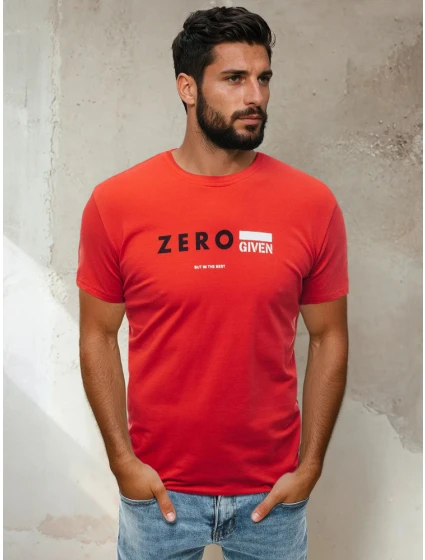Pánské tričko s potiskem červené FashionStreet RX4742