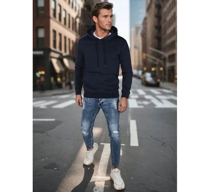 Pánská základní mikina s kapucí tmavě modrá FashionStreet BX5884