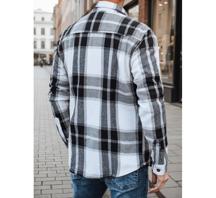 Pánská černobílá kostkovaná flanelová košile FashionStreet DX2673