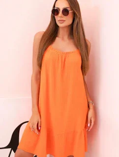 Dámské mušelínové šaty s ramínky a volánem model 22147850 - K-Fashion