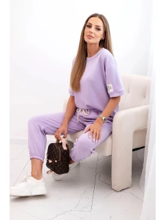 Dámský viskózový komplet s krátkým rukávem a nohavicemi světle fialová