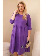 Dámská bavlněná sukýnka Plus Size s volánky a ohrnutým rukávem fialová
