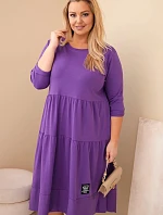 Dámská bavlněná sukýnka Plus Size s volánky a ohrnutým rukávem fialová