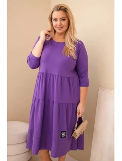 Dámská bavlněná sukýnka Plus Size s volánky a ohrnutým rukávem fialová