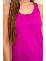 Dámská žebrovaná halenka na ramínkách s knoflíkem tmavě fialová