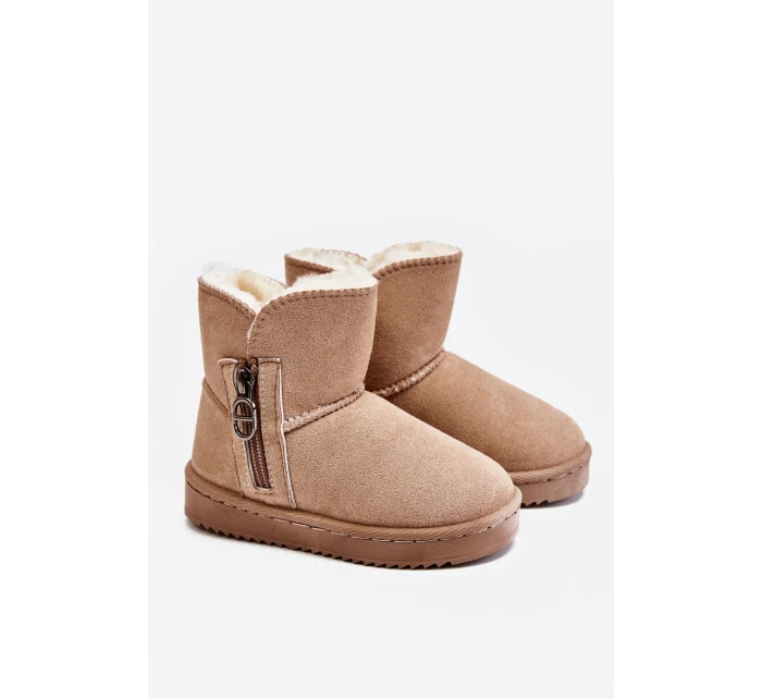 Dětské nazouvací zateplené sněhule Béžove model 21605425 - Boto