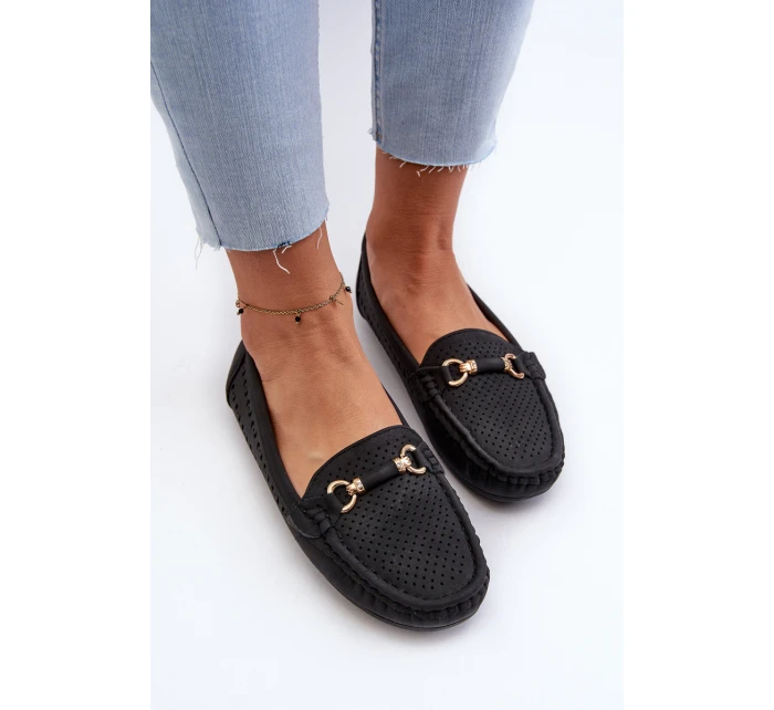 Dámské černé šněrovací mokasíny Rasirna